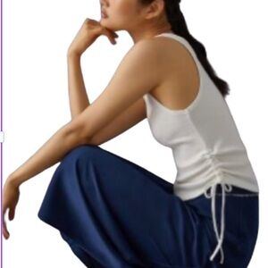 Anthropologie White Ruched Tank Top women’s size XL‎